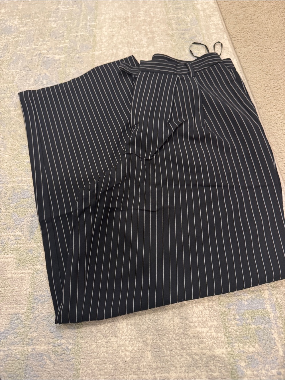 Commense Navy Pinstripe Trousers